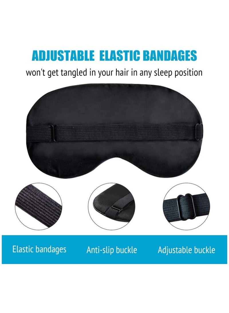 Cool Baby Sleep Mask Night Cover Eye Sleeping Silk Satin Masks for Women Men Blindfold for Airplane Travel Adjustable Strap (Black) - Image 3